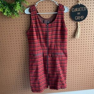 Vintage 90s/Y2K American Eagle Wool Plaid Zip Shift Dress